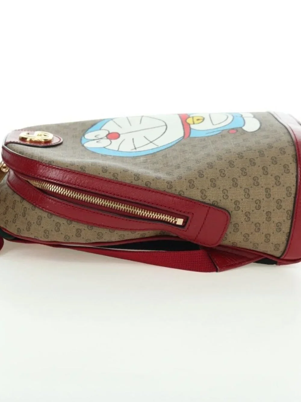 GUCCI Micro GG Supreme Doraemon Backpack PVC Beige Gold 647816 Auth YKZ1360M